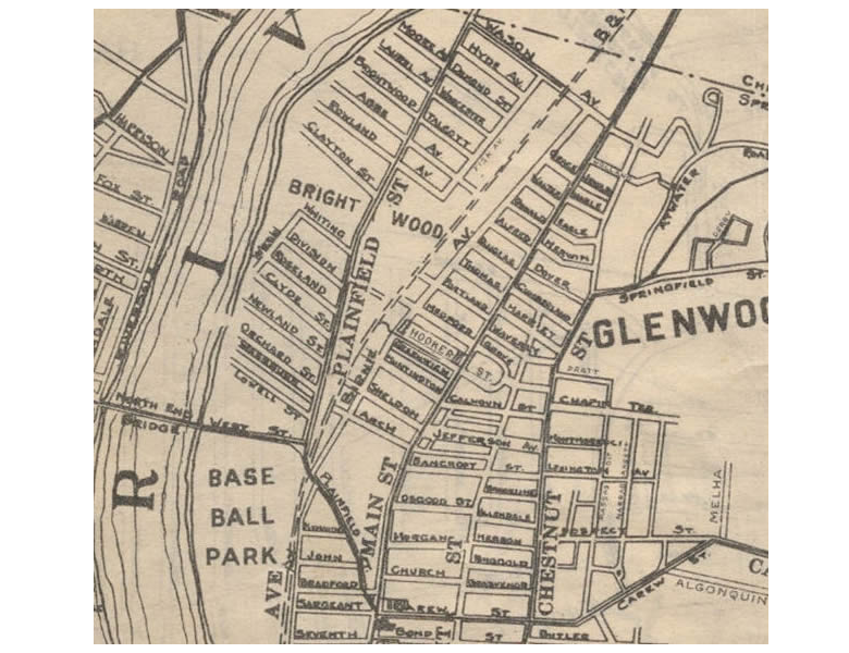 Map of Brightwood area, Springfield, Massachuetts