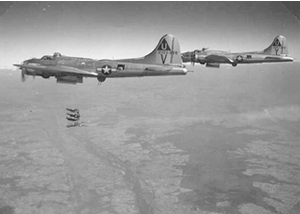 Aircraft of the 749th Squadron of the 457th Bmob Group on a bombing run